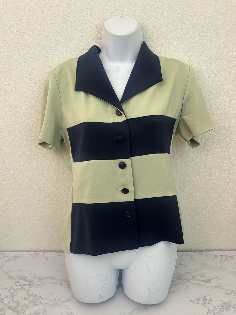 Helene Blake Vintage 90s Y2K Black Green Blazer Jacket Sz 8P Goth Rockabilly